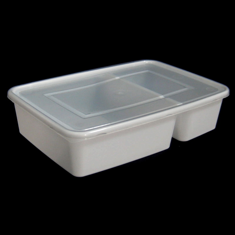 กล่อง TAKE AWAY 2 ช่อง ตัวขาว/ฝาใส # 1597 ( 50 ใบ )