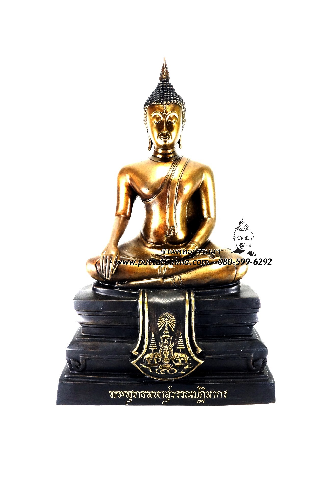 พระพุทธมหาสุวรรณปฏิมากร วัดไตรมิตร ปางมารวิชัย เนื้อโลหะ หน้าตัก 9 นิ้ว สูง 19 นิ้ว