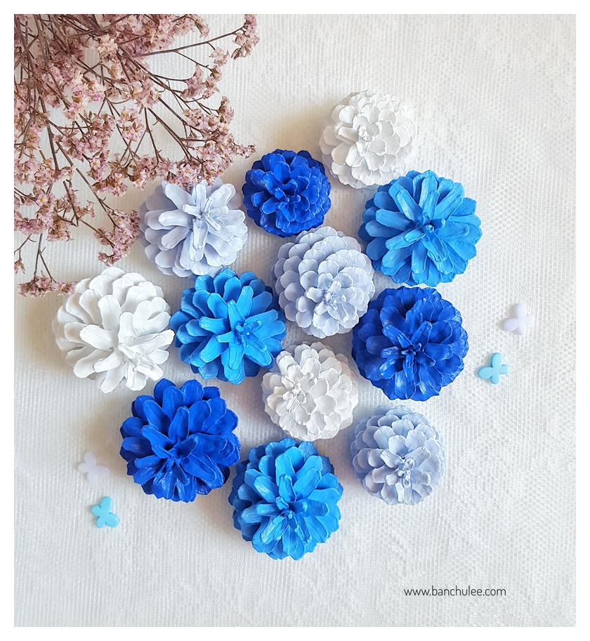 Painted Pine Cone ลูกสนธรรมชาติ ทาสีอะครีลิคสำหรับงานไม้