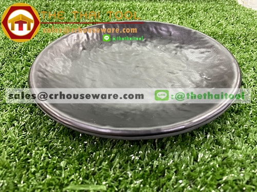 จานกลมลายหิน สีดำ