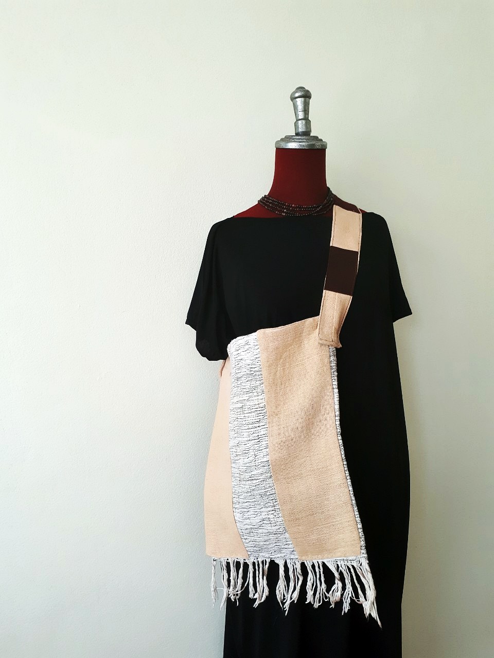 SIVA กระเป๋าลดโลกร้อนทำจากผ้าฝ้ายย้อมครามและผ้าฮัม ฟรีค่าส่ง ฟ้าและน้ำตาล L,XL