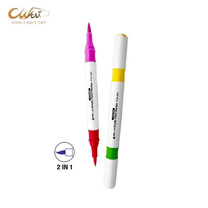 มาร์คเกอร์อะคริลิค Seikai หัวพู่กัน, 2 สี ใน 1 ด้าม