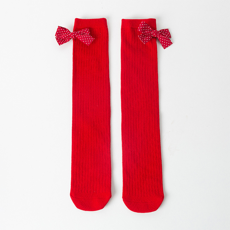 พร้อมส่ง ถุงเท้ายาว ถุงเท้าเด็ก สีแดง คริสมาสต์