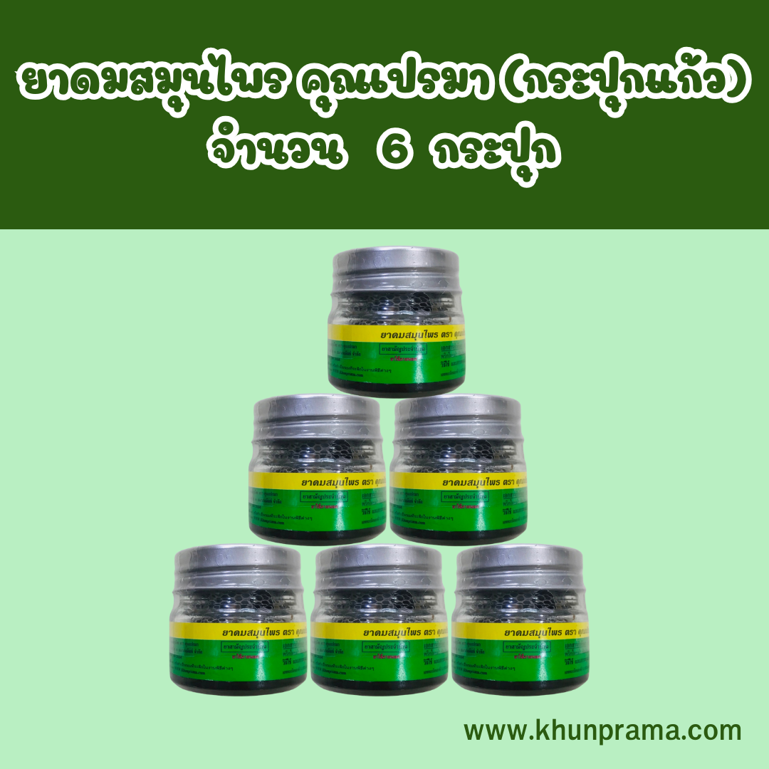 ยาดมสมุนไพร คุณเปรมา (กระปุกแก้ว) 8 กรัม / 6กระปุก