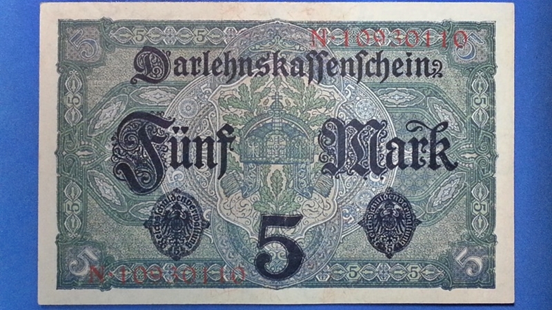 ธนบัตร ประเทศ เยอรมนี Mark 1917 สภาพ UNC