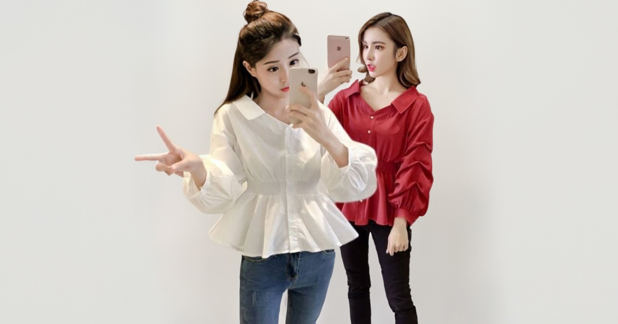 เสื้อแฟชั่นคอปกแบบสวยหวาน มี 4 สี รหัส 2178