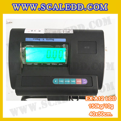 เครื่องชั่งน้ำหนักดิจิตอลพร้อมล้อ150กิโลกรัม เครื่องชั่งตั้งพื้น150กิโล เครื่องชั่งพร้อมล้อ150kg ตาชั่ง150kg ความละเอียด10g ตาชั่ง150กิโล รุ่น A12 ขนาดแท่น40x50cm พร้อมที่เข็นและล้อ URETHANE (เครื่องชั่งผ่านตรวจรับรองจากสำนักชั่งตวงวัด)
