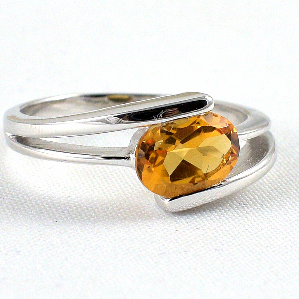 แหวนเงินแท้ราคาถูกชุบทองคำขาว ซิทรินแท้ 1.25 กะรัต งานประณีตสวยงาม สั่งผลิตค่ะ