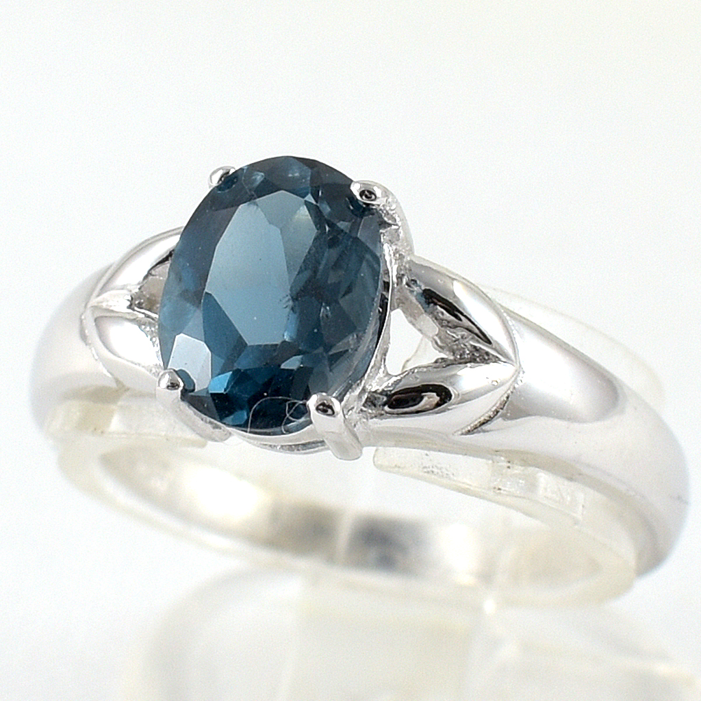 แหวนเงินแท้ราคาถูกชุบทองคำขาว ลอนดอนบลูโทปาซแท้ 1.40 กะรัต งานประณีตสวยงาม สั่งผลิตค่ะ