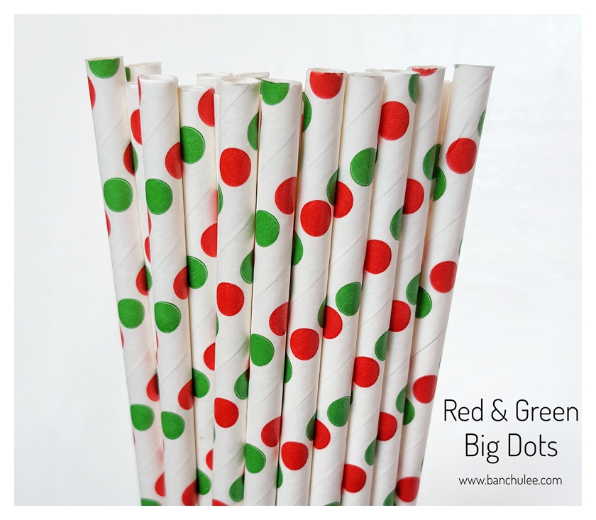 Single Pattern Paper Straws หลอดกระดาษ ใช้สำหรับดื่มน้ำ