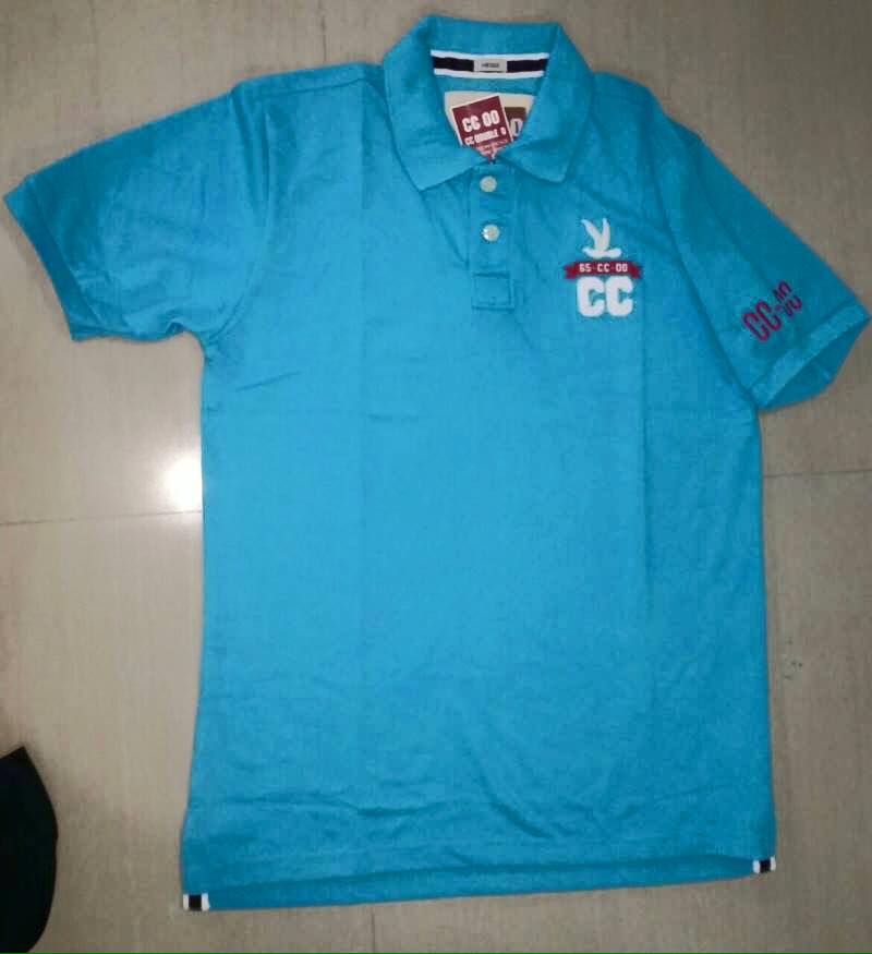 สินค้าพร้อมส่ง ชุดผู้ใหญ่ : เสื้อเชิ๊ตโปโล cc-oo สีฟ้า