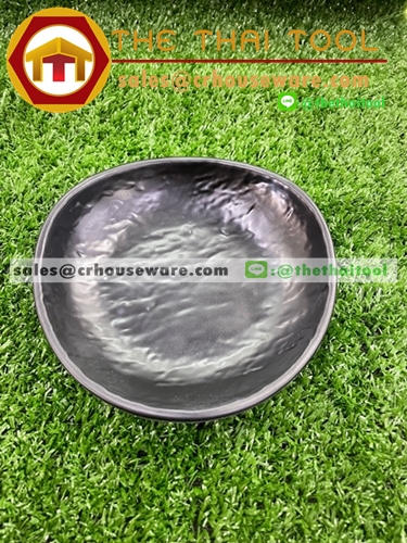 ชามสามเหลี่ยมมุมมนตื้นสายหิน สีดำ