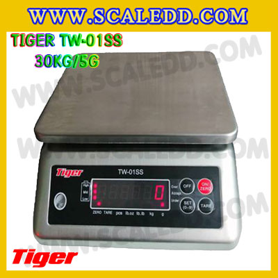 เครื่องชั่งกันน้ำ30kg รุ่น TW-01SS ตาชั่งกันน้ำ30kg เครื่องชั่งดิจิตอลกันน้ำ30kg พิกัด 30kg ความละเอียด 5g Waterproof Digital Scale ยี่ห้อ Tiger รุ่น TW-01SS