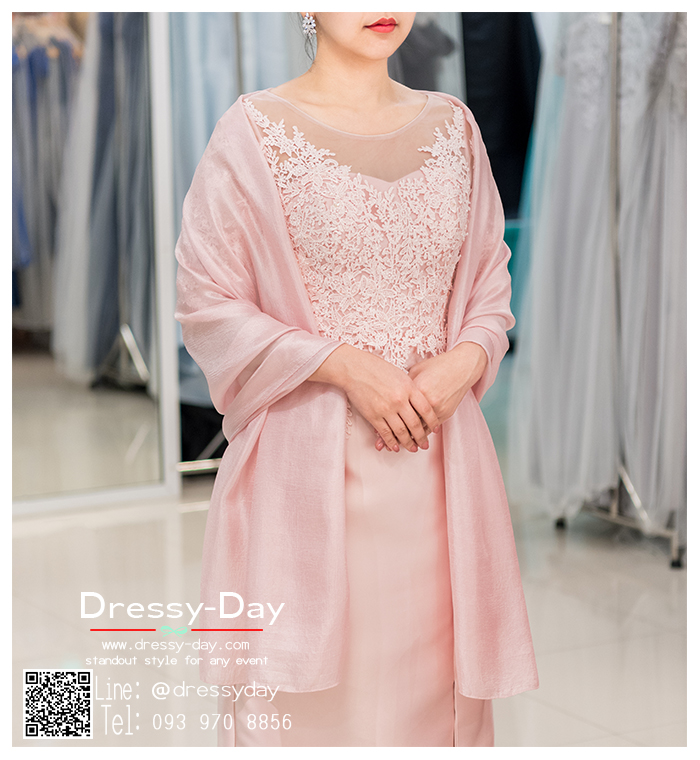 รหัส ชุดผ้าคลุมไหล่ : DD004 ผ้าคลุมไหล่ชุดราตรี ไปงานแต่ง ผ้าคลุมไหล่ชุดราตรีไซส์ใหญ่ เสื้อคลุมชุดราตรี พร้อมส่ง สวย เรียบหรู สีชมพู
