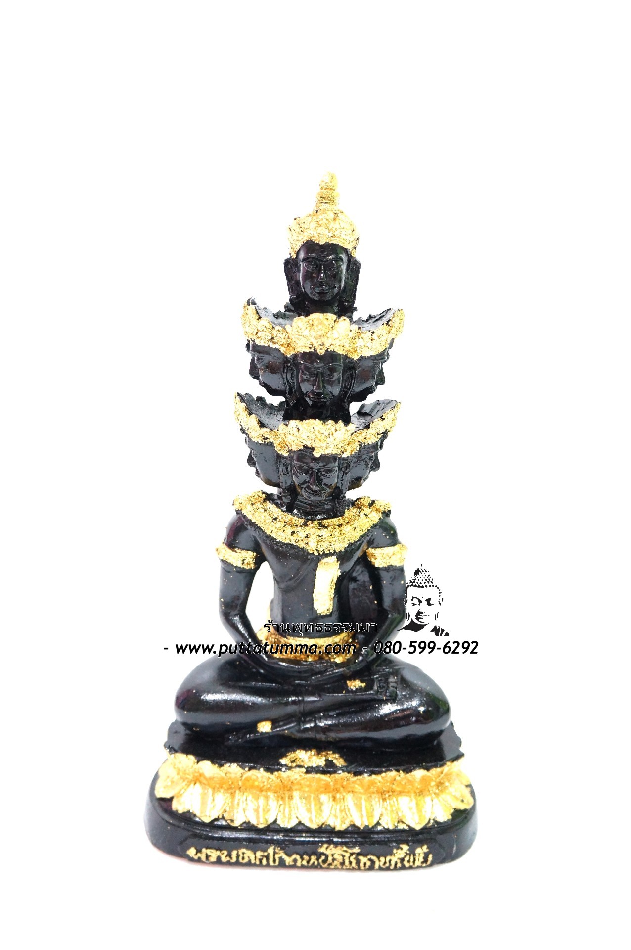 พระเศรษฐีนวโกฎิ เศียรชั้น สีดำปิดทอง เนื้อเรซิ่น ขนาด 5 นิ้ว สูง 11.5 นิ้ว