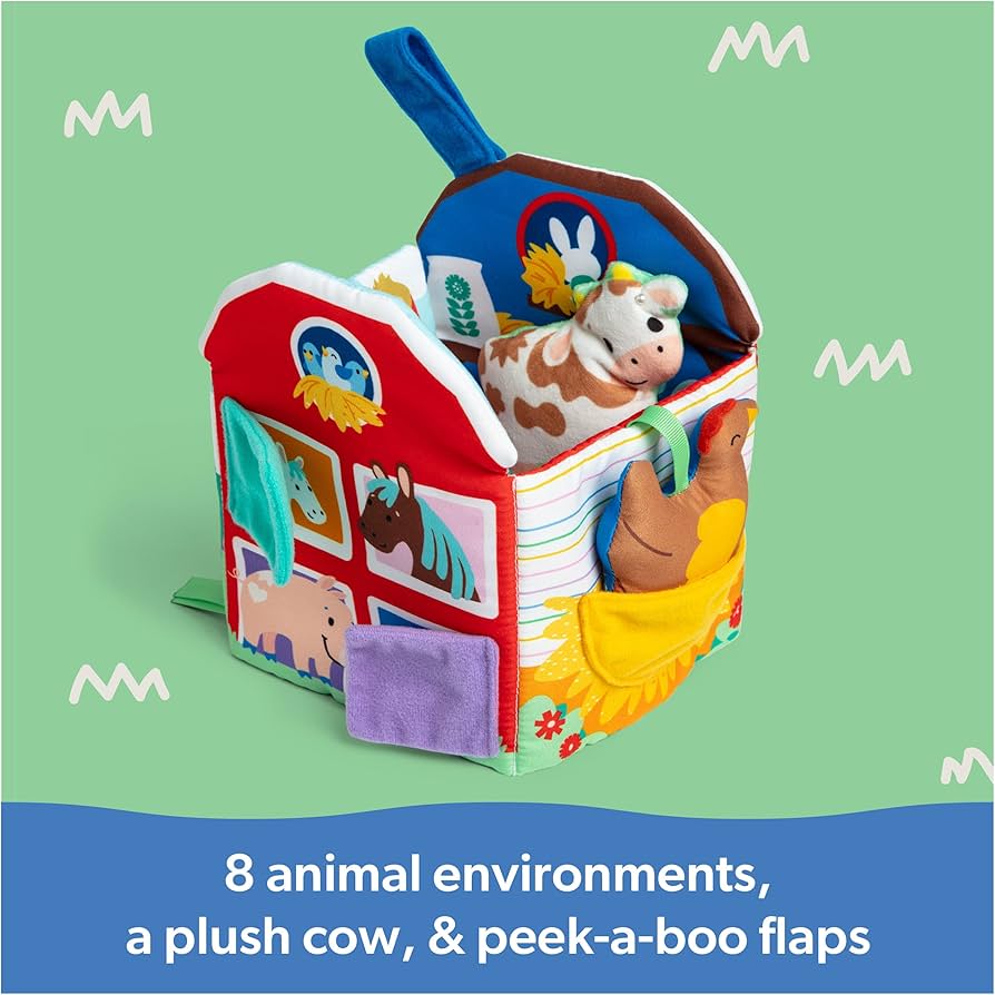 หนังสือผ้า Ms. Rachel Official Sensory Learning Farm, Foldable Soft Baby Book with Plush Cow