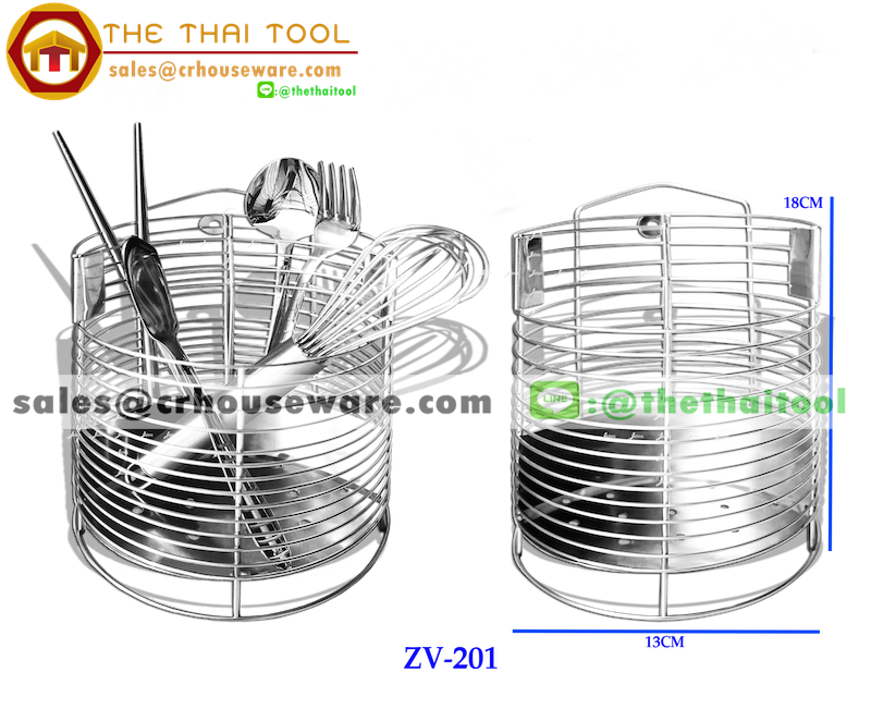 กระบอกกลมสเตนเลส 2 ช่อง 2 in 1 (Chopstic & Spoon Cylinder Holder) รหัสสินค้า 075-JK-ZV201
