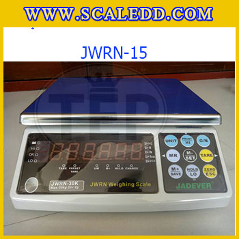 เครื่องชั่งดิจิตอล15kg ยี่ห้อ JADEVER รุ่น JWRN พิกัดน้ำหนัก 15kg ความละเอียด 1 กรัม (มีใบตรวจรับรองจากสำนักชั่งตวงวัด)