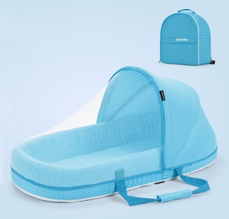 เบาะนอนเด็กพร้อมมุ้ง แบบกระเป๋าพกพา สีชมพู/สีฟ้า