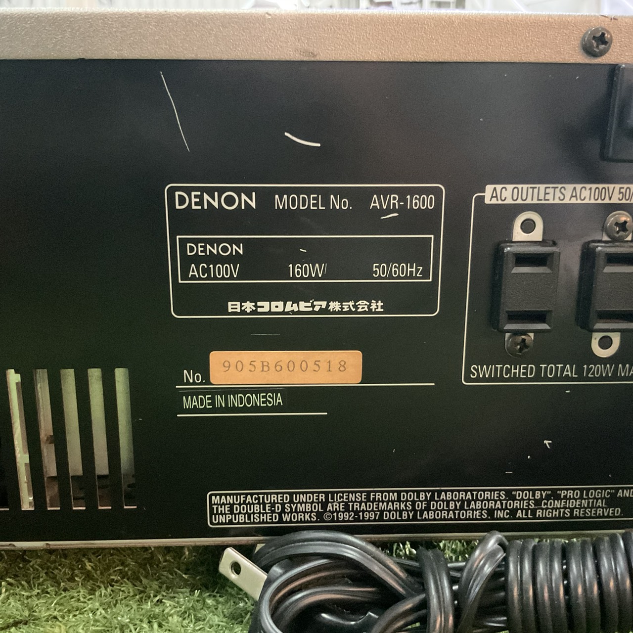 เครื่องขยายเสียง DENON : AVR-1600 สินค้าไม่พร้อมใช้งาน (ต้องซ่อม)