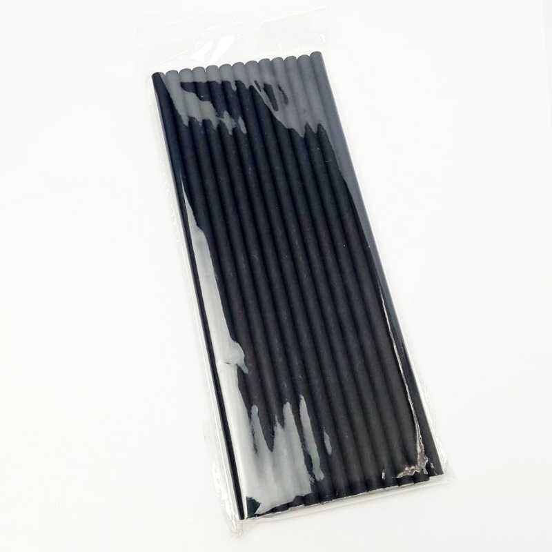 หลอดกระดาษ สีดำ ขนาด 6 มิล ยาว 19.5 ซม. ( แพ็ค 25 ชิ้น )