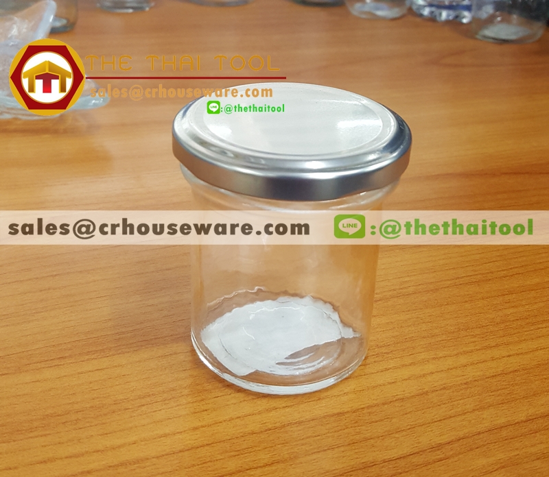 ขวดโหล ฝาเงิน 120 มล. รหัส : 005-J907 Glass bottle with silver lid 120 ml. Code : 005-J907