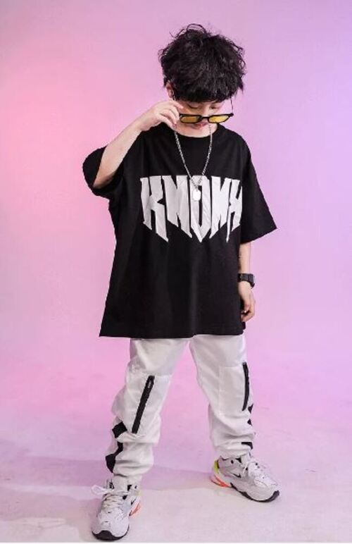 ชุดเต้น ชุดแดนซ์ เสื้อเอวลอยสีดำ+กางเกงขายาวสีขาว