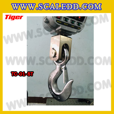 ตาชั่งแขวน5ตัน เครื่องชั่งแขวน5ตัน เครื่องชั่งแขวน5000kg เครื่องชั่งแขวนดิจิตอล5000kg พิกัด 5000kg ค่าละเอียด 2kg ตะขอหมุนได้360องศา เครื่องชั่งแขวนยี่ห้อ TIGER รุ่น TC-01