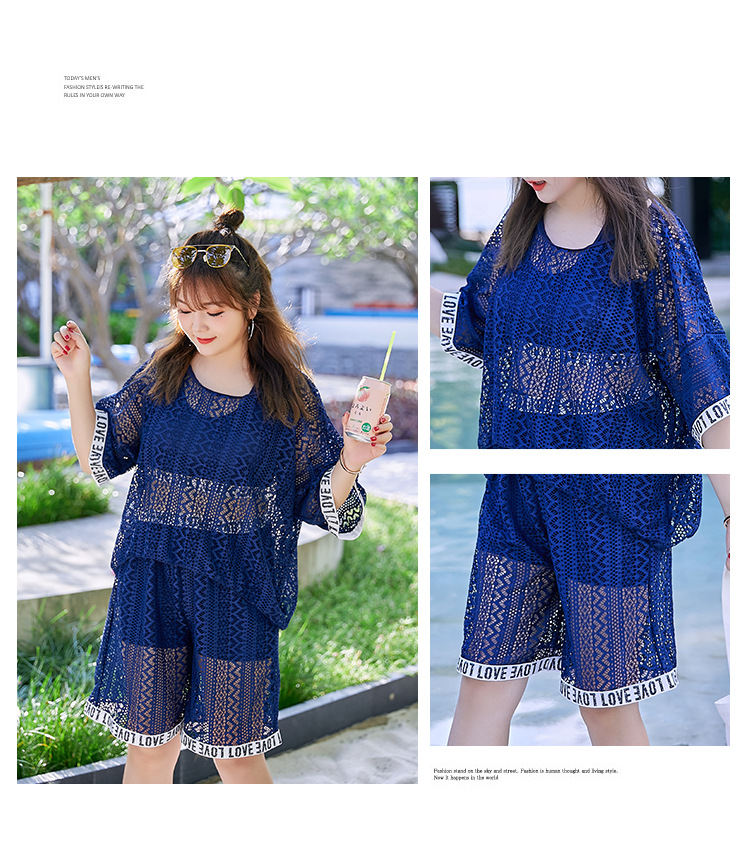 ชุดว่ายน้ำคนอ้วน5xl เซต 3 ชิ้น รอบอก 42-48 ด้านหลังผูก รอบเอว 36-42 สะโพก44-52 นิ้ว ตัวนอก อก 52 นิ้วค่ะ ผ้าดีงานสวยค่ะ