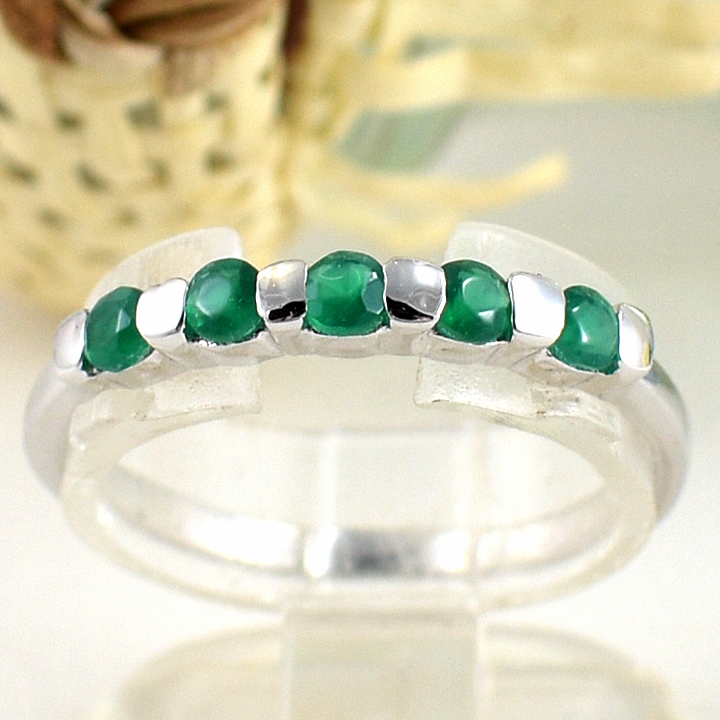 แหวนเงินแท้ราคาถูกชุบทองคำขาว พลอยแท้กรีนอะเกท 0.50 กะรัต งานประณีตสวยงาม สั่งผลิตค่ะ