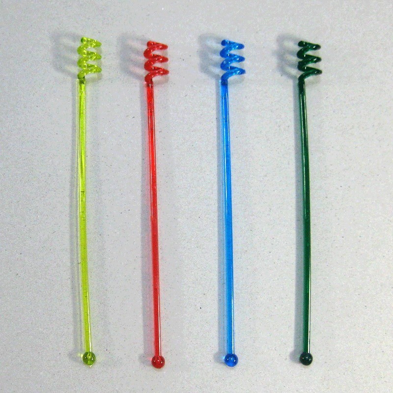 ไม้คนเหล้าหัวเกลียว คละสี 7.5 นิ้ว