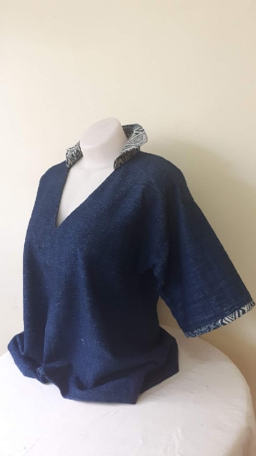 ผ้าฝ้ายฮัมพื้นย้อมสีธรรมชาติวิ่งไปทำงาน T1 น้ำเงิน,ครีม,ชมภู่,ขาว M,L,XL,XXL