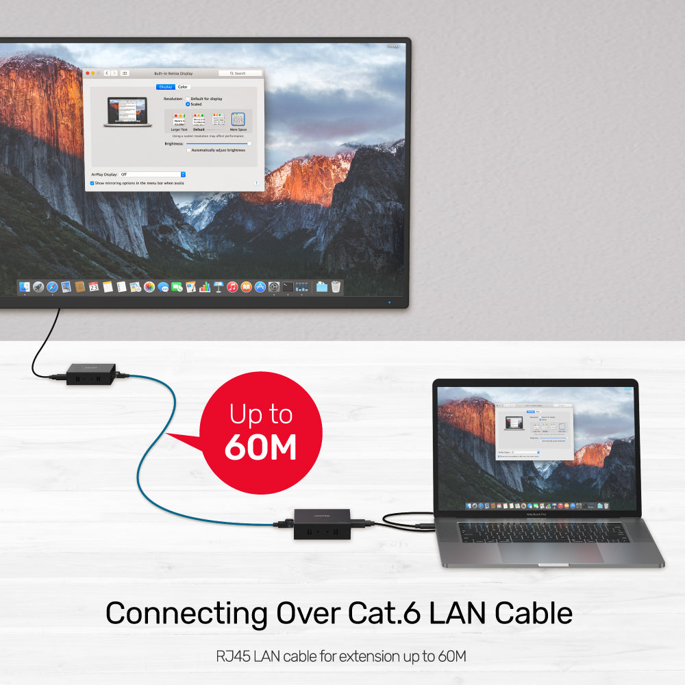 HDMI Extender 60M Over Ethernet 4K/30Hz (HDMI to LAN) by Unitek