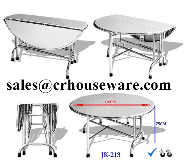 โต๊ะกลมผีเสื้อพับ 3 ตอนพับขาโค้งตั้งได้ (120 ซม). 075-JK-213