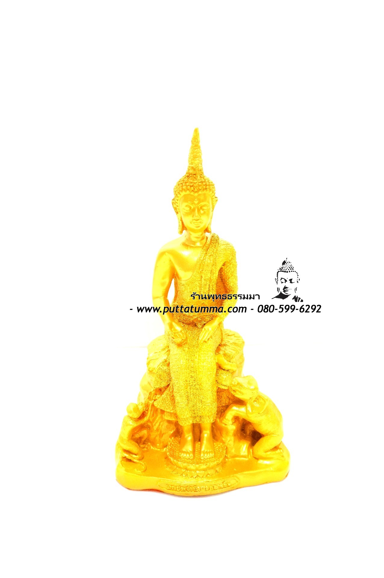 พระประจำวันพุทธกลางคืน เนื้อเรซิ่น พ่นทอง ขนาด 5 นิ้ว สูง 10 นิ้ว