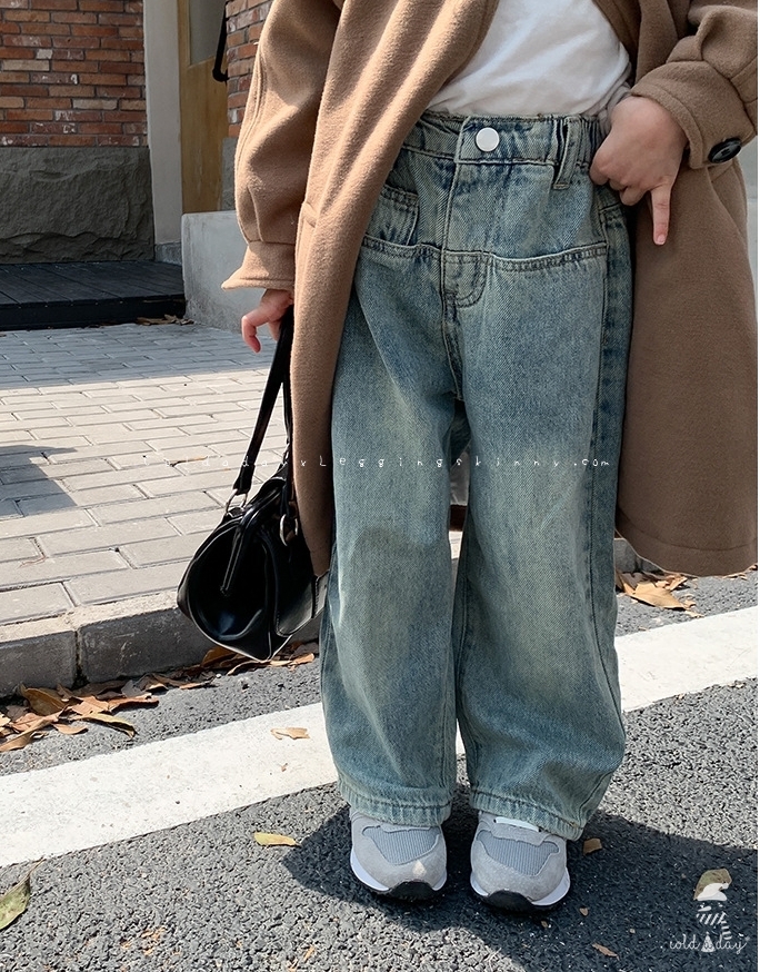 กางเกงยีนส์เด็ก บุขนกันหนาว ทรงขาบาน