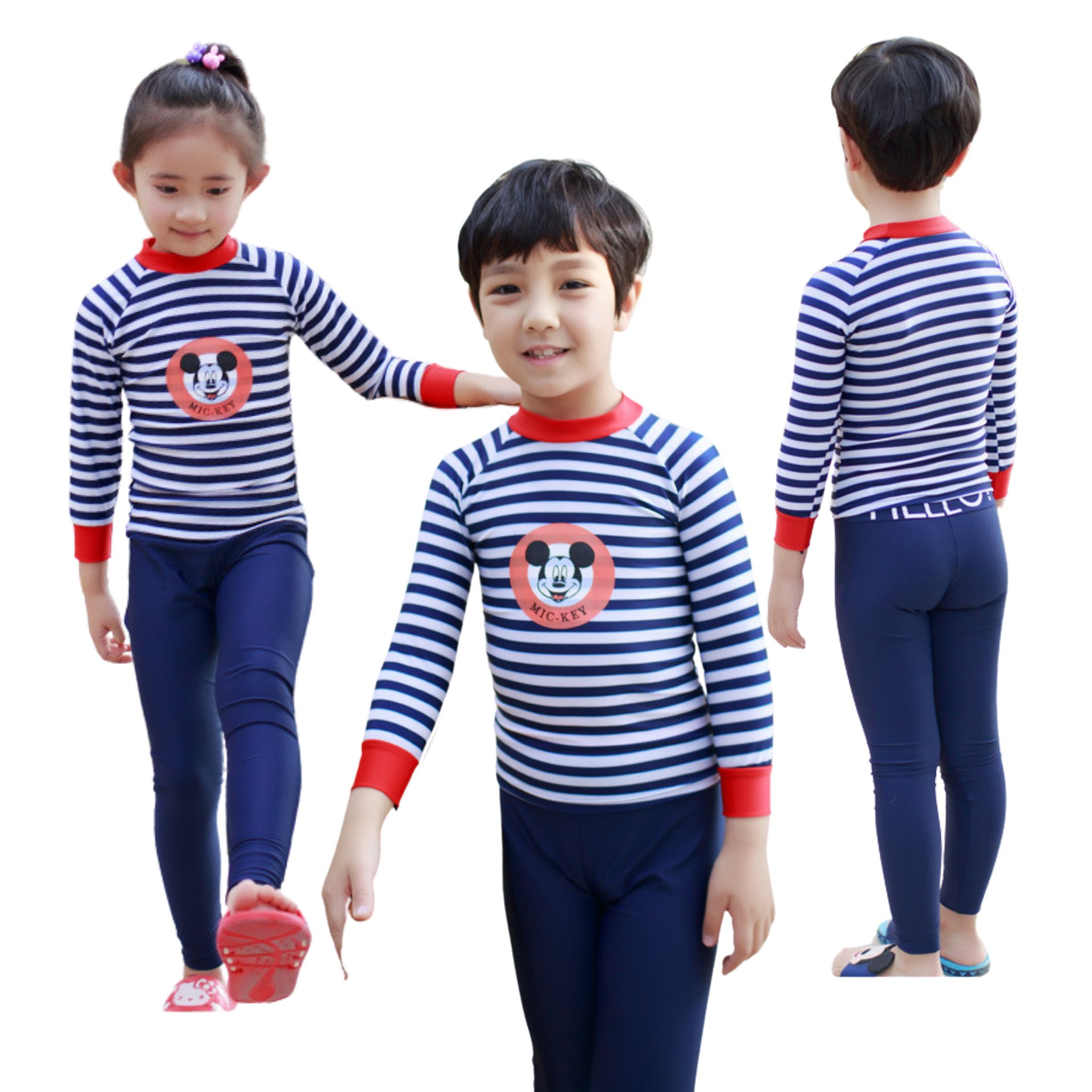 **พร้อมส่ง ชุดว่ายน้ำ เด็กชาย ชุดบอดี้สูท แขนยาวรัดส้น