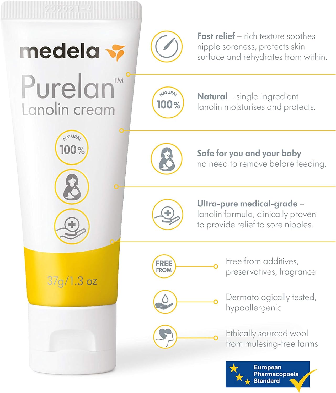 Medela ครีมทาบรรเทาอาการหัวนมแตก Purelan 100 ขนาด 37g
