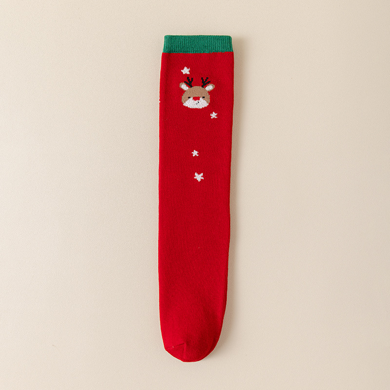 friendly4kid ถุงเท้ายาว ถุงเท้าเด็ก สีแดง คริสมาสต์