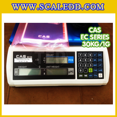 เครื่องชั่งนับจำนวนตั้งโต๊ะ30kg เครื่องชั่งน้ำหนัก30kg เครื่องชั่ง30kg กิโล ตาชั่งนับชิ้นงาน30kg เครื่องชั่งดิจิตอล30kg. ความละเอียด1g ยี่ห้อ CAS รุ่น EC (เครื่องชั่งผ่านตรวจรับรอง)