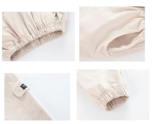 พร้อมส่ง ชุดเต้น แขนสั้น Chare' พร้อม กางเกงคาร์โก้ สีครีม