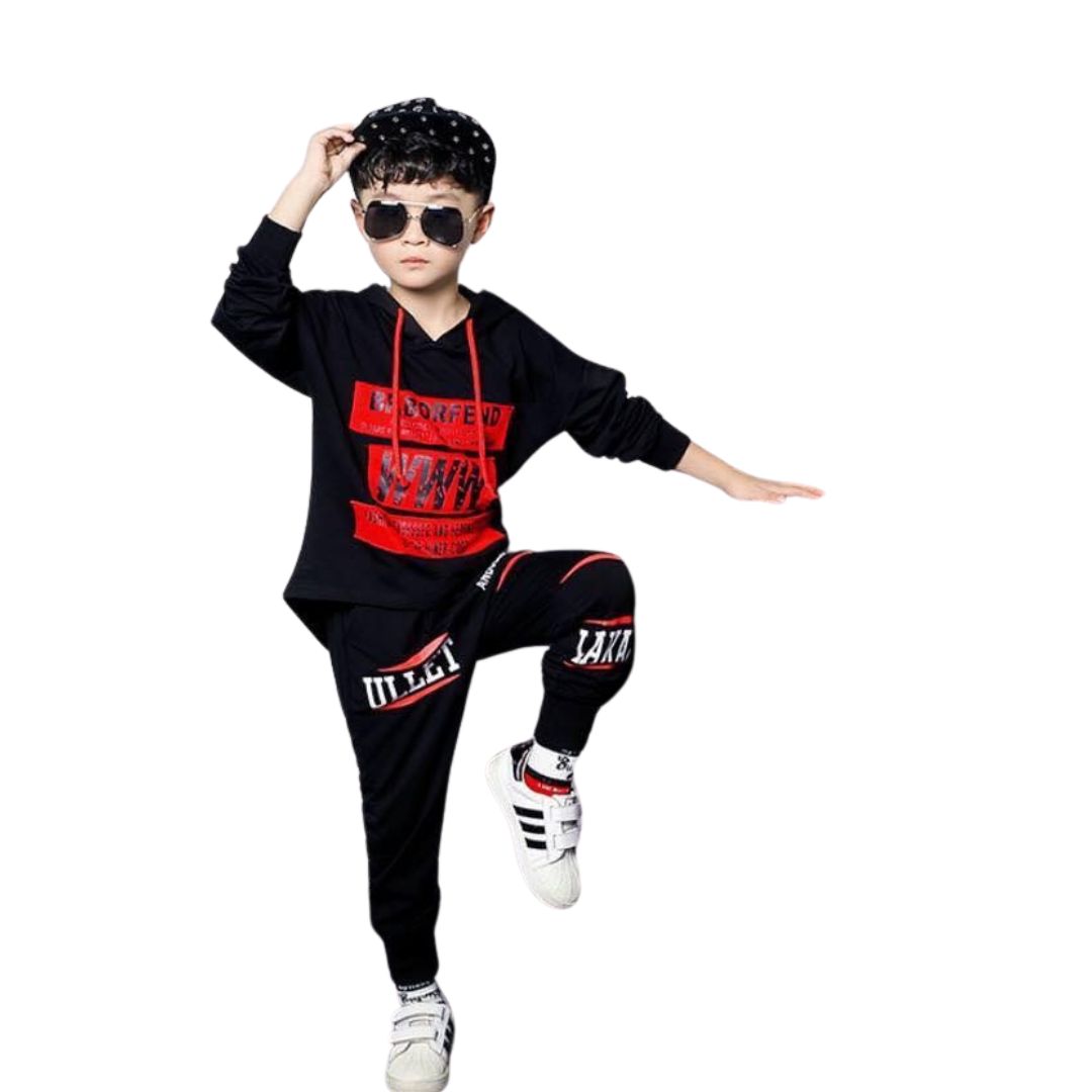 ชุดเต้น เด็กชายเสื้อแขนยาว+กางเกงขายาวดำ