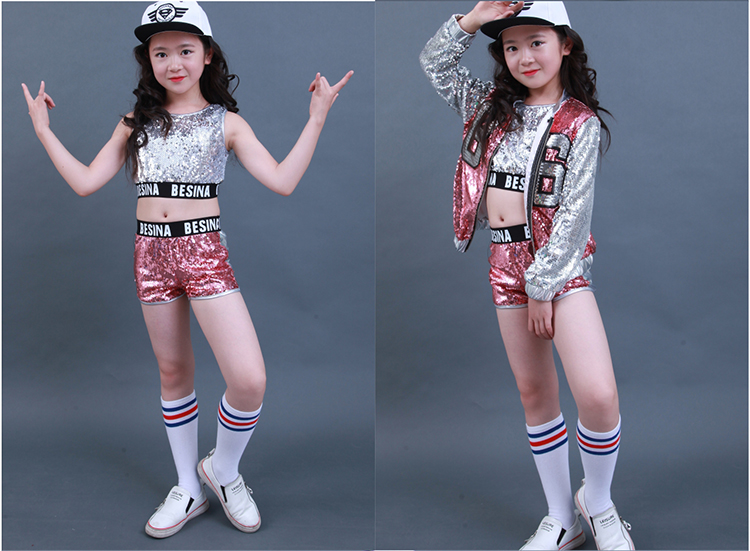 พร้อมส่ง ชุดเซ็ต ชุดแดนซ์เซอร์ สีเงิน-ชมพู เซ็ต 3 ชิ้น