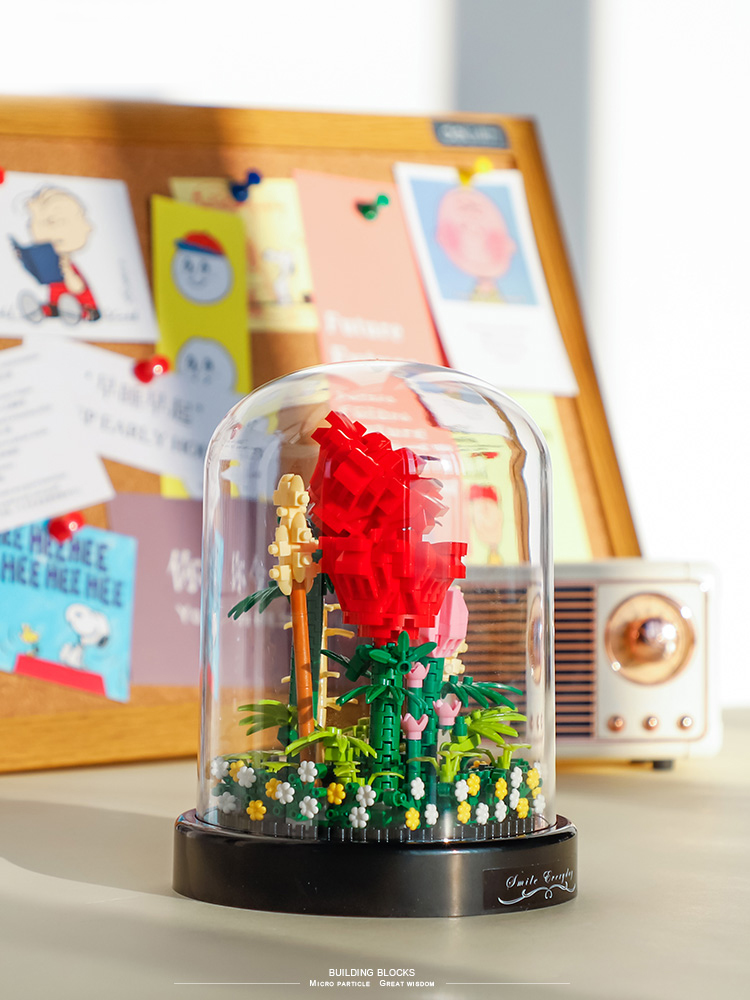 เลโก้นาโน Red Rose and Display Box(ต้นกุหลาบแดงพร้อมโคมครอบ) Size Jumbo