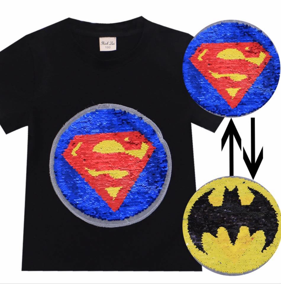 สินค้าพร้อมส่ง เสื้อยืดปักเลื่อม เปลี่ยนลาย ลายการ์ตูน