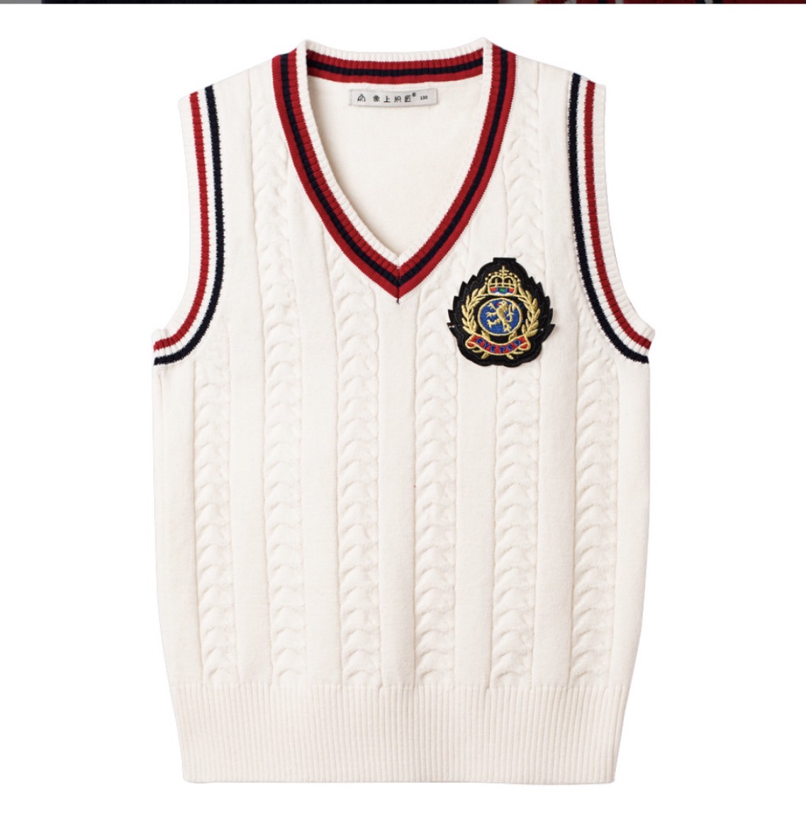 พร้อมส่ง เสื้อกันหนาว : เสื้อกั๊ก เสื้อไหมพรม สีพื้น ปักโลโก้