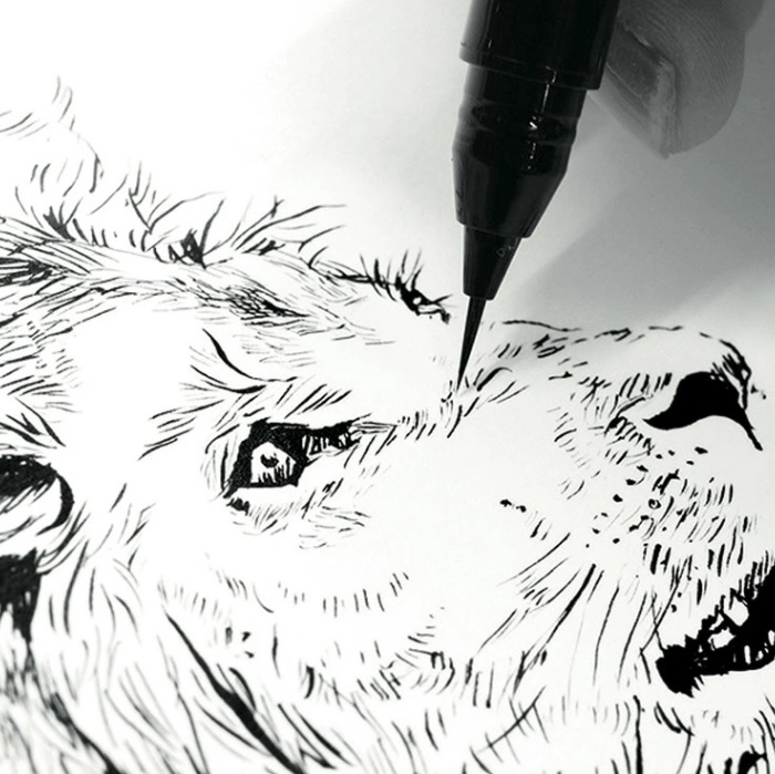 ปากกาพู่กัน Kuretake ai Liner ปลายเล็ก เรียวแหลม หมึกกันน้ำ