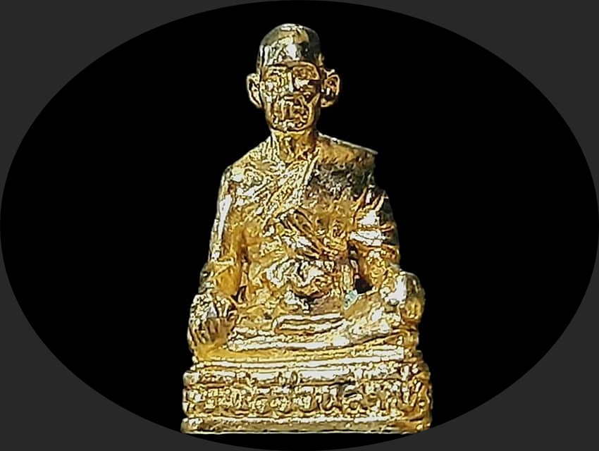 รูปเหมือนหล่อ หลวงพ่ออ่อนสา วัดซำรัง พิษณุโลก รุ่นเมตตา เนื้อกะหลั่ยทอง