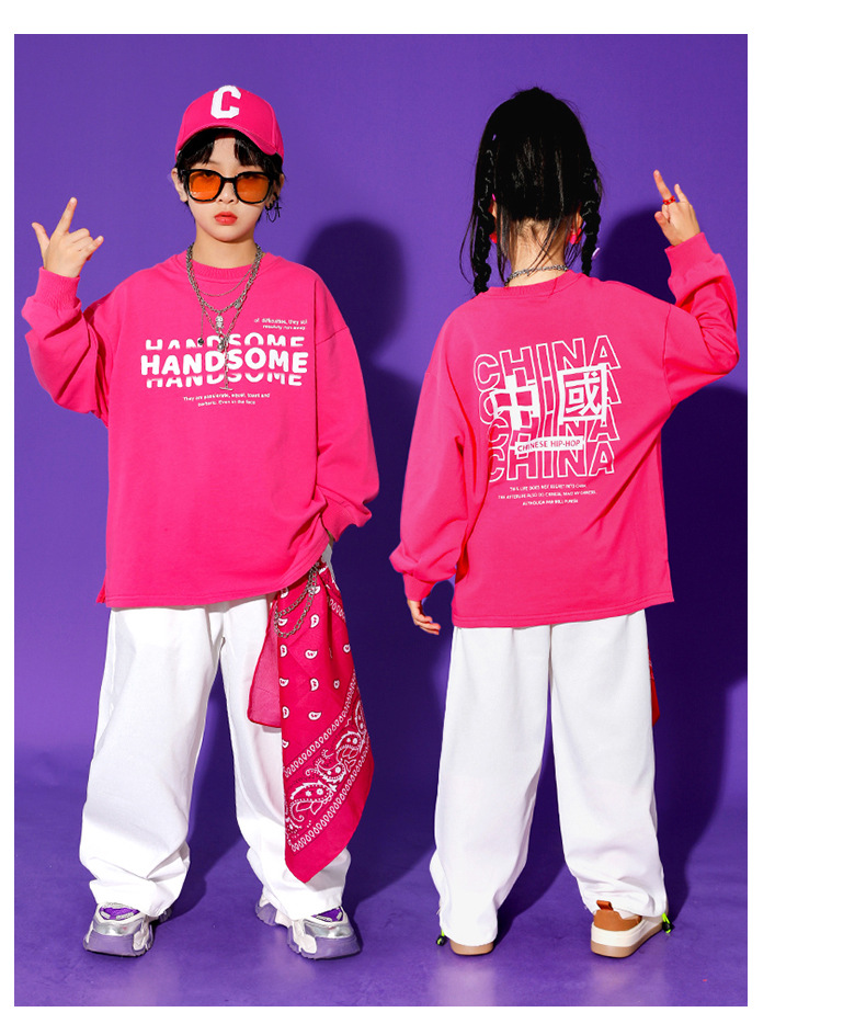 ชุดเต้น ชุดแดนซ์ ชุดเซ็ทเสื้อแขนยาวสีชมพู+กางเกงวอร์ม/กระโปรง