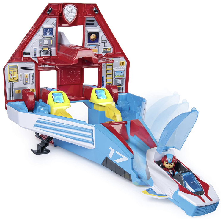 PAW Patrol, Super PAWs, 2-in-1 Transforming Mighty Pups Jet Command Center with Lights and Sounds